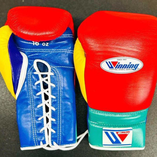 Winning Boxing Gloves – Red Blue Lace Up Winning Training Gloves – Perfect for All Boxers – Pro-Level Quality – Premium Quality at Low Prices