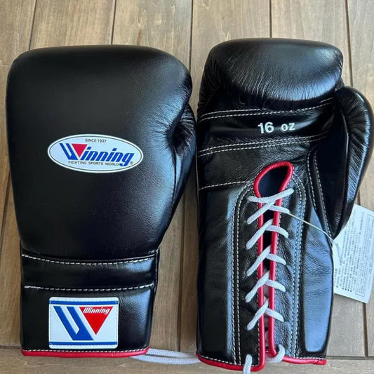 Winning Boxing Gloves – Black Lace Up Winning Training Gloves – Perfect for All Boxers – Pro-Level Quality – Premium Quality at Low Prices