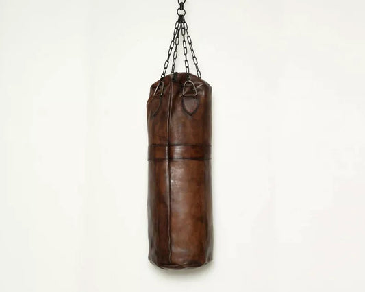 Brown Vintage Retro Unfilled Punching Bag Goat Leather boxing bag Boxing MMA