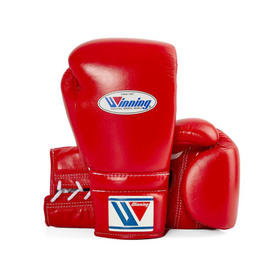 Winning Boxing Gloves MS-500 Lace-Up Type Red Genuine Cowhide Leather