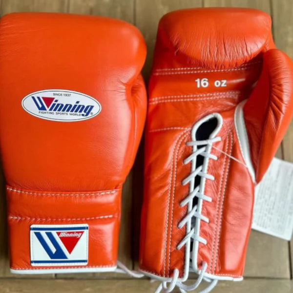 Winning Boxing Gloves –  Orange Lace Up Winning Training Gloves – Perfect for All Boxers – Pro-Level Quality – Premium Quality at Low Prices