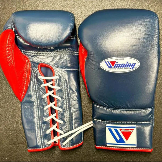 Winning Boxing Gloves – Blue Red Lace Up Winning Training Gloves – Perfect for All Boxers – Pro-Level Quality – Premium Quality at Low Prices