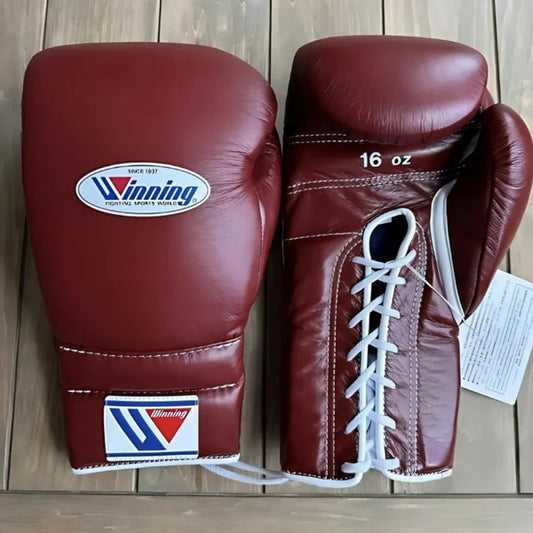 Winning Boxing Gloves – Burgundy Lace-Up Winning Training Gloves – Perfect for All Boxers – Pro-Level Quality – Premium Quality at Low Prices
