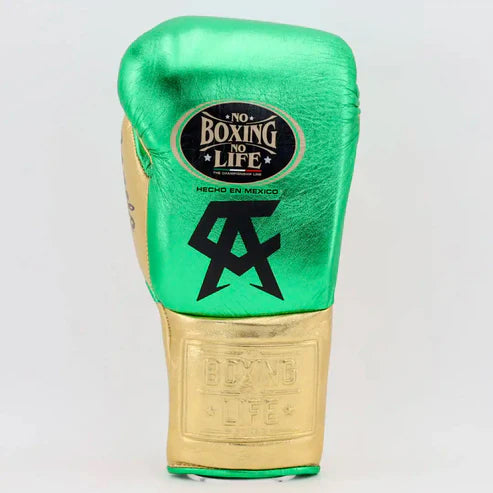 NO BOXING NO LIFE TRAINING GLOVES - Green Golden | 100% Pure Leather | Best Choice for Fighters