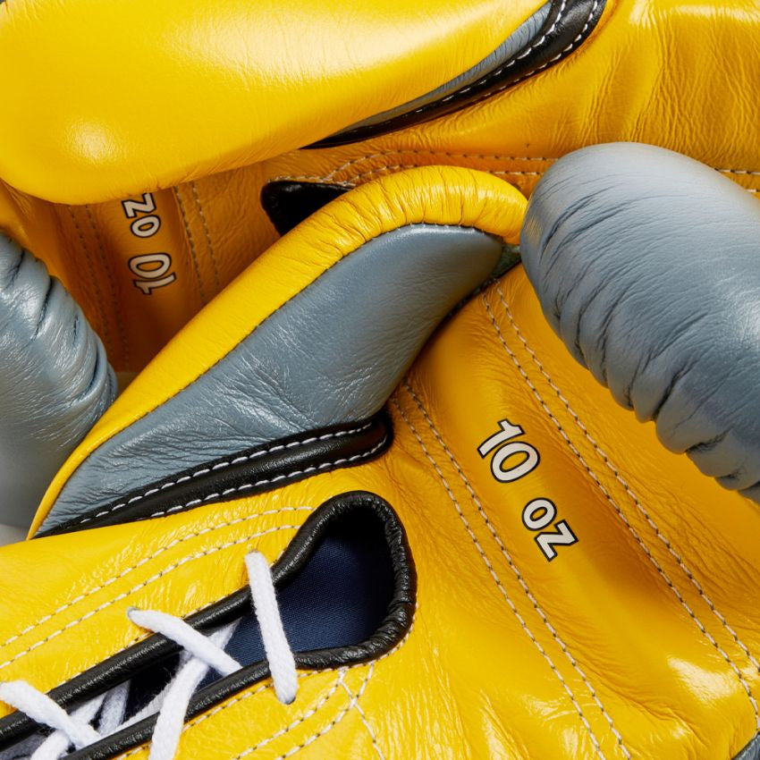 Winning Boxing Gloves – Grey Yellow Black Lace-Up Winning Training Gloves – Perfect for All Boxers – Pro-Level Quality – Premium Quality at Low Prices
