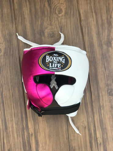 NO BOXING NO LIFE SET, NBNL Pink/White Boxing set, No Boxing No Life Gloves Head Guard & Groin Guard