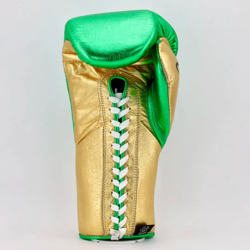 NO BOXING NO LIFE TRAINING GLOVES - Green Golden | 100% Pure Leather | Best Choice for Fighters