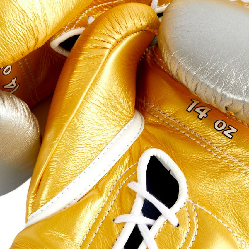 Winning Boxing Gloves – Silver Golden Lace-Up Winning Training Gloves – Perfect for All Boxers – Pro-Level Quality – Premium Quality at Low Prices