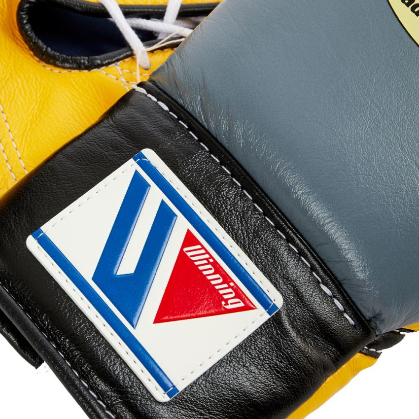 Winning Boxing Gloves – Grey Yellow Black Lace-Up Winning Training Gloves – Perfect for All Boxers – Pro-Level Quality – Premium Quality at Low Prices