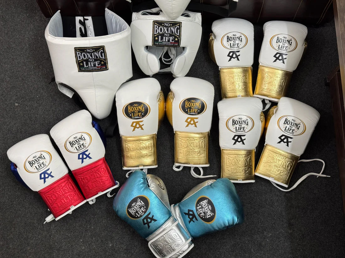 NO BOXING NO LIFE TRAINING GLOVES - Green Golden | 100% Pure Leather | Best Choice for Fighters
