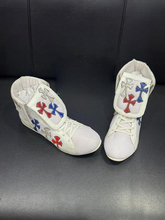 White Chrome Heart Boxing Shoes Customized Shoes (Replica )(FULLY CUSTOMIZED)