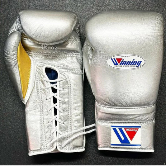 Winning Boxing Gloves – Silver Yellow Winning Training Gloves – Perfect for All Boxers – Pro-Level Quality – Premium Quality at Low Prices
