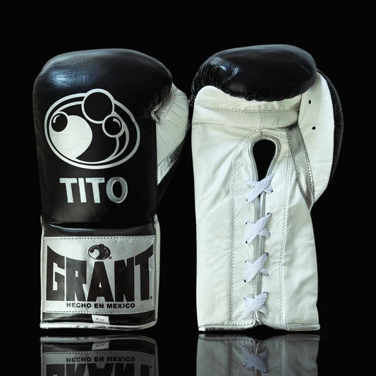 Grant Boxing Gloves | Professional Lace-up | Customizable - Handcrafted Leather | Black/White/Silver
