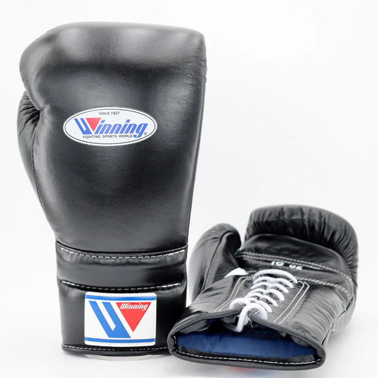 Winning Boxing Gloves Black – Lace-Up