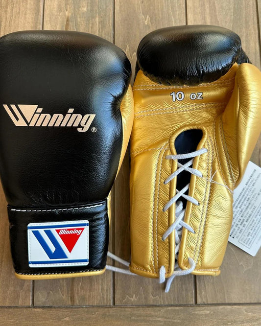 Winning Boxing Gloves Black/Gold – Lace-Up