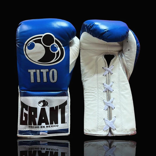 Grant Boxing Gloves | Professional Lace-up | Customizable - Premium Leather | Blue/White/Silver