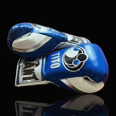 Grant Boxing Gloves | Professional Lace-up | Customizable - Premium Leather | Blue/White/Silver