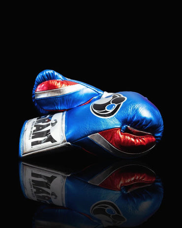 Grant Boxing Gloves | Professional Lace-up | Customizable - Soft Padding | Blue/Silver/Red