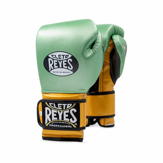 Cleto Reyes Green/Golden Boxing Gloves 4-24oz , Professional Soft-Fit Sparring Gear