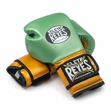 Cleto Reyes Green/Golden Boxing Gloves 4-24oz , Professional Soft-Fit Sparring Gear