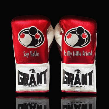 Grant Boxing Gloves | Professional Lace-up | Customizable - Premium Leather | Red/White/Silver