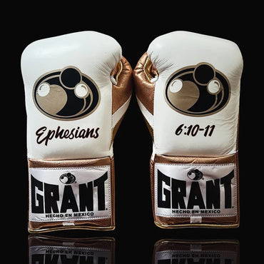 Grant Boxing Gloves | Professional Lace-up | Customizable - Premium Leather | White/Brown