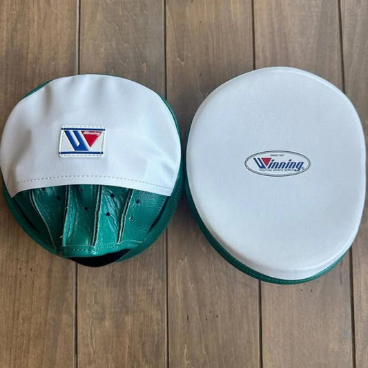 Winning Professional Boxing Punching Mitts - Customizable - Ergonomic Design - White/Green