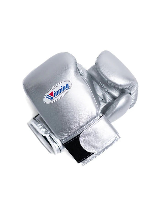 Winning Boxing Gloves Silver Velcro Winning Training Gloves – Perfect for All Boxers – Pro-Level Quality – Premium Quality at Low Prices
