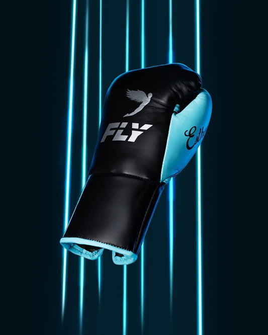 Fly Boxing Gloves | Profesional Training Boxing Gloves | Sparring Gloves | Lace-Up | Black/Blue