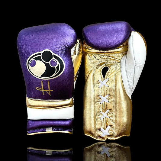 Grant Boxing Gloves | Professional Lace-up | Customizable - 10oz | Purple/Gold/White