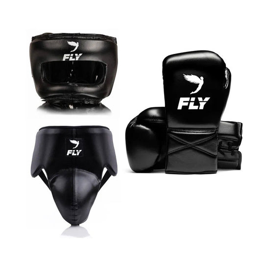 Fly Boxing Gloves Premium Equipment Black Set Full Face Head Guard | Fly Boxing Gloves Gear Package – Premium Boxing Set