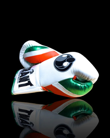 Grant Boxing Gloves | Professional Lace-up | Customizable - Handcrafted Leather | White/Green/Orange