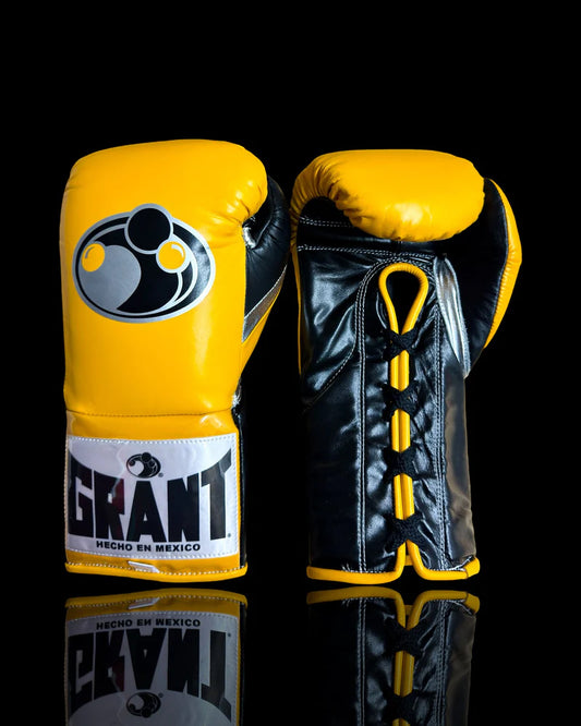 Grant Boxing Gloves | Professional Lace-up | Customizable - 10oz | Yellow/Black/Silver
