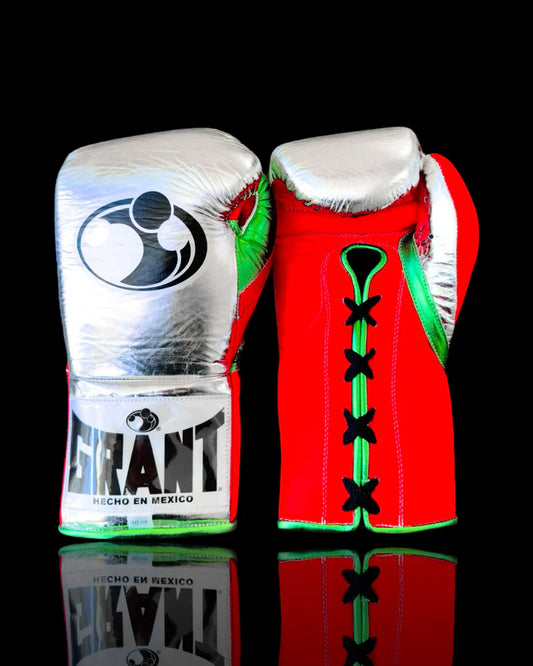 Grant Boxing Gloves | Professional Lace-up | Customizable - Premium Comfort | Silver/Red/Green