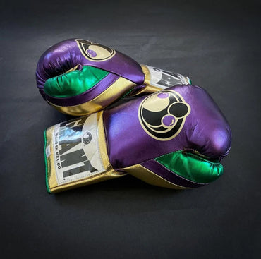 Grant Boxing Gloves | Professional Lace-up | Customizable - 14oz | Purple/Gold/Green