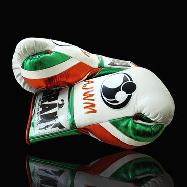 Grant Boxing Gloves | Professional Lace-up | Customizable - Handcrafted Leather | White/Green/Red
