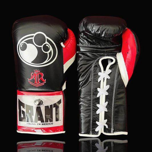 Grant Boxing Gloves | Professional Lace-up | Customizable - Fight-Grade Padding | Black/Red/White