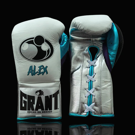 Grant Boxing Gloves | Professional Lace-up | Customizable - Ergonomic Design | White/Blue/Black