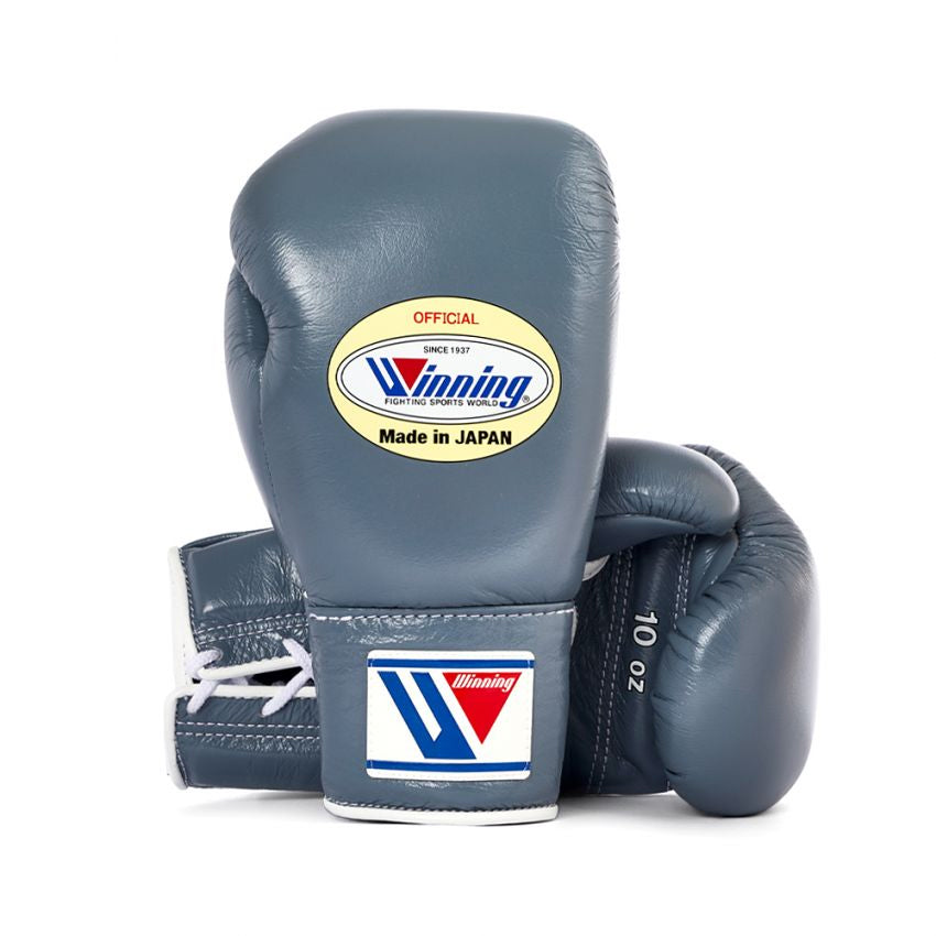 Winning Boxing Gloves – Grey Lace-Up Winning Training Gloves – Perfect for All Boxers – Pro-Level Quality – Premium Quality at Low Prices