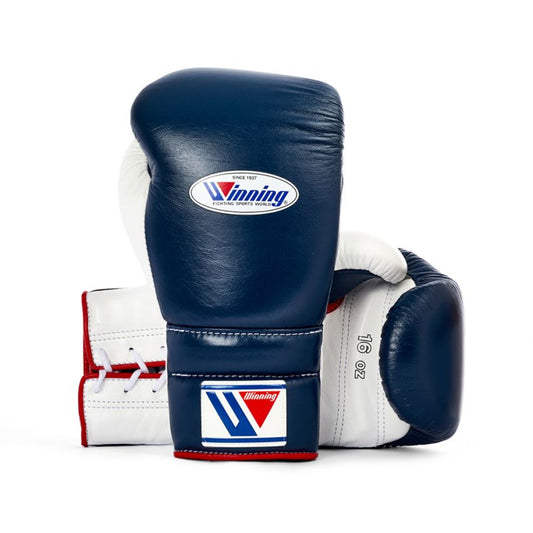 Winning Boxing Gloves – White Blue Lace-Up Winning Training Gloves – Perfect for All Boxers – Pro-Level Quality – Premium Quality at Low Prices