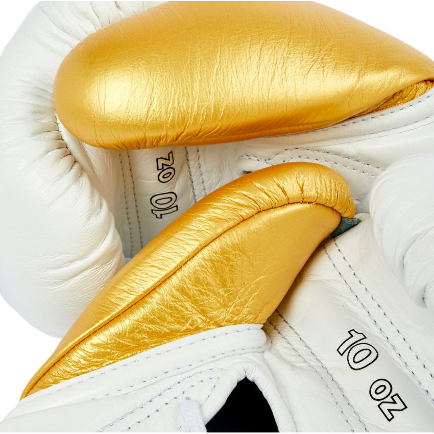 Winning Boxing Gloves – White Golden Lace-Up Winning Training Gloves – Perfect for All Boxers – Pro-Level Quality – Premium Quality at Low Prices