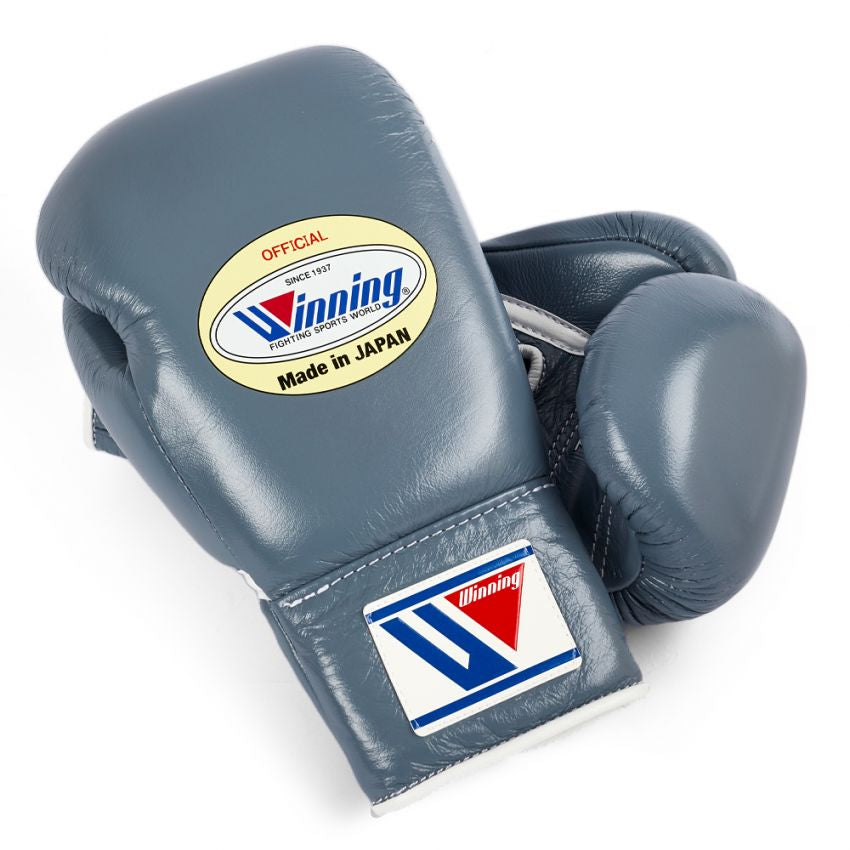 Winning Boxing Gloves – Grey Lace-Up Winning Training Gloves – Perfect for All Boxers – Pro-Level Quality – Premium Quality at Low Prices
