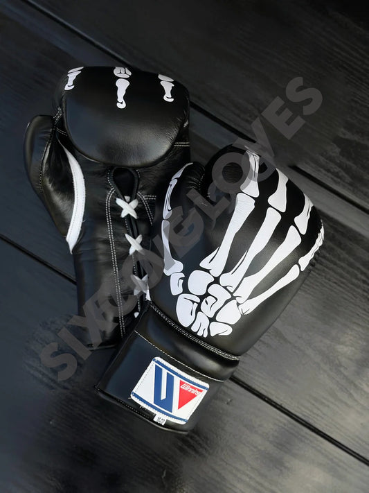 Winning boxing gloves, Winning Lace up Boxing Glove, winning boxing glove - Black Skull