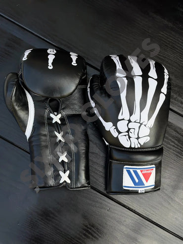 Winning boxing gloves, Winning Lace up Boxing Glove, winning boxing glove - Black Skull