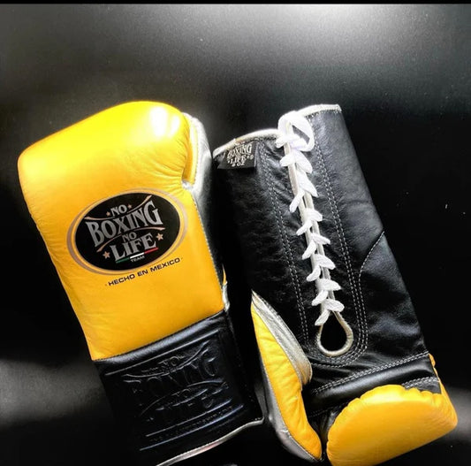 NO BOXING NO LIFE TRAINING GLOVES - Yellow Black | 100% Pure Leather | Best Choice for Fighters