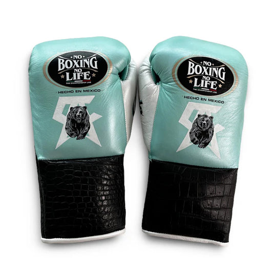 NO BOXING NO LIFE TRAINING GLOVES - Sky Blue Black | 100% Pure Leather | Best Choice for Fighters