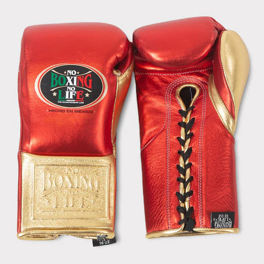 NO BOXING NO LIFE TRAINING GLOVES - Red Golden | 100% Pure Leather | Best Choice for Fighters