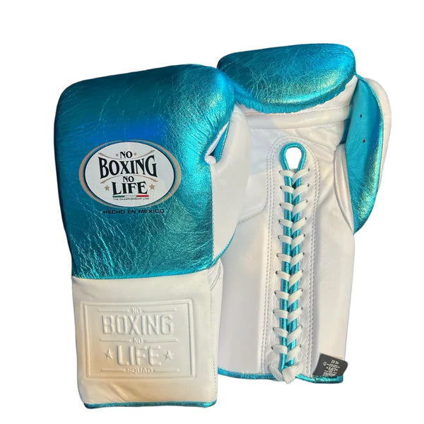 NO BOXING NO LIFE TRAINING GLOVES - Blue White | 100% Pure Leather | Best Choice for Fighters