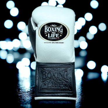 NO BOXING NO LIFE TRAINING GLOVES - White Black | 100% Pure Leather | Best Choice for Fighters