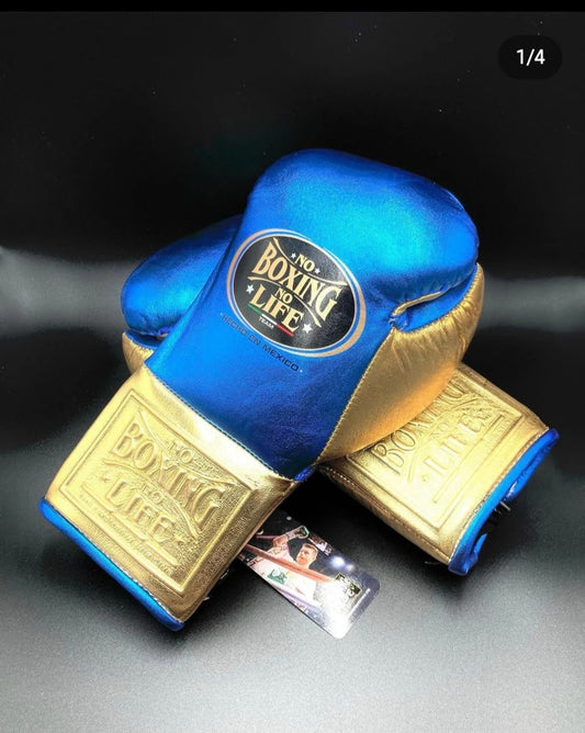 No Boxing No Life Glove - Online, NBNL Boxing Gloves, Leather Gloves Limited Edition Blue Golden